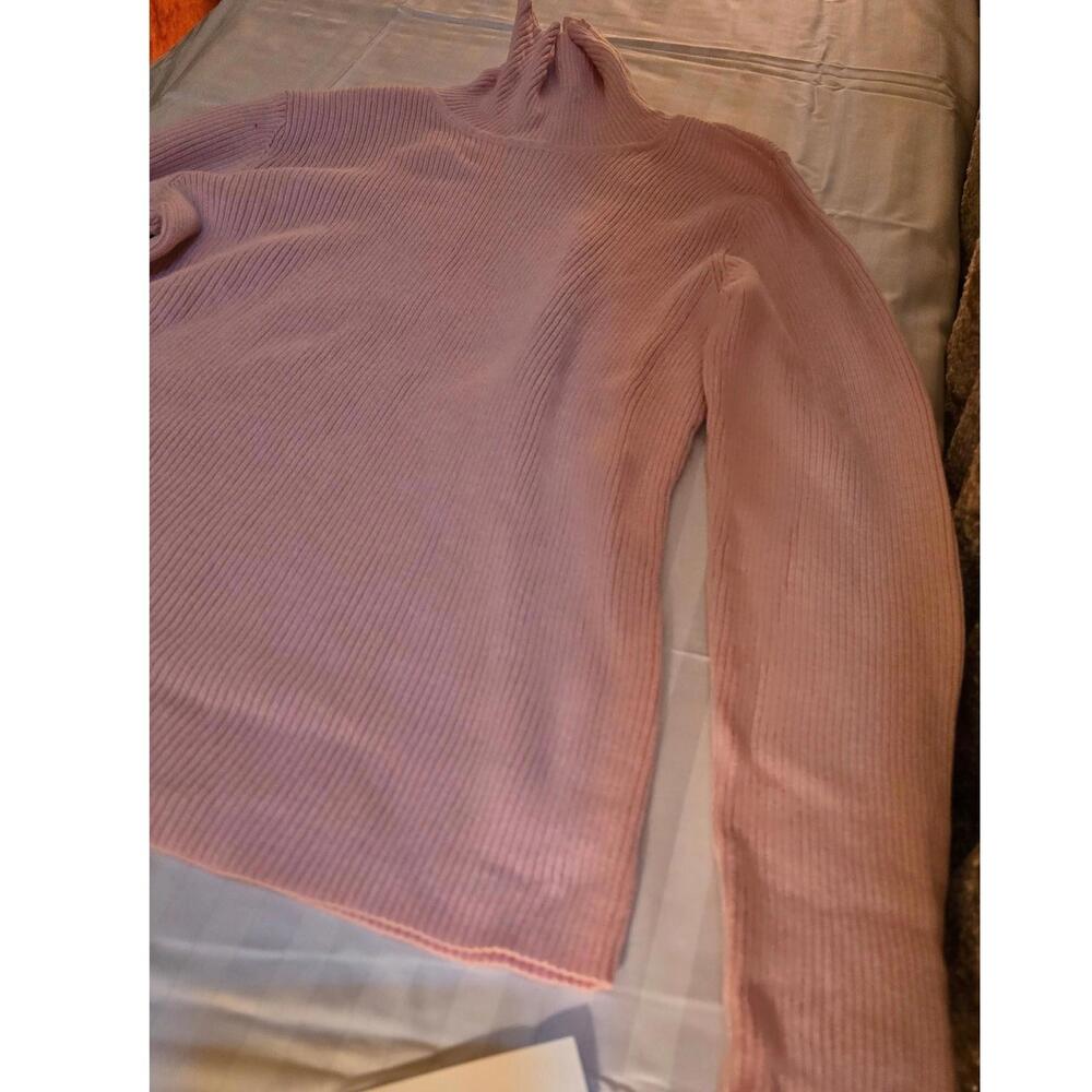 Women's Pink RibbedKnit Turtleneck Sweater Long Sleeve Sz L